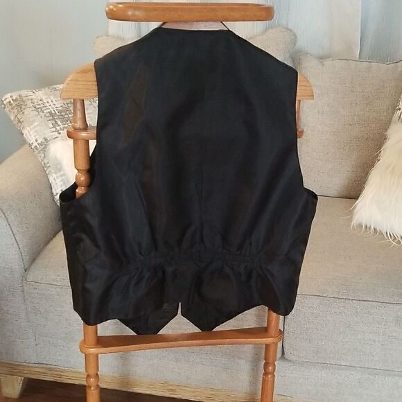 Leather Biker / Dress Vest XL  great condition black like new - Picture 6 of 7